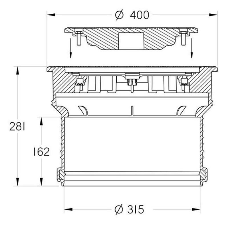 Karmat pp putafdekking 315 mm - met sleufdeksel | verlengd model
