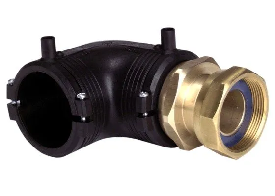 GF ELGEF elektrolas overgangsknie 50 mm x 1 1/2" - 90 graden messing met losse wartel