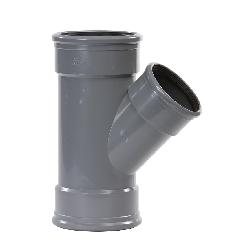 PVC verloop T-stuk 45 graden 160 x 125 mm SN4 (3 x manchet)