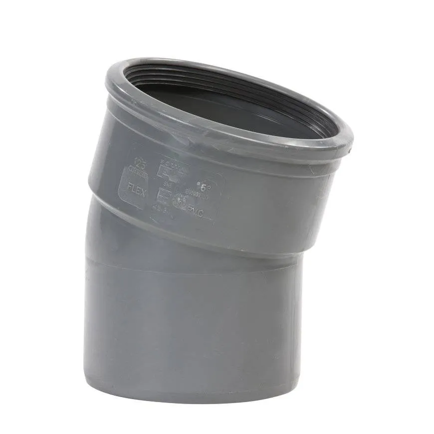 PVC bocht 15 graden 250 mm SN8 (manchet/spie) kort model