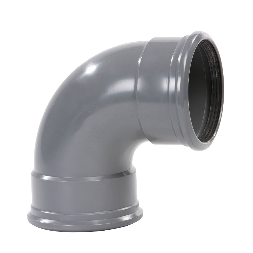 PVC bocht 88 graden 125 mm SN8 (2 x manchet)