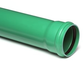 PVC afvoerbuis 160 mm SN8 groen met manchetmof L = 5 m