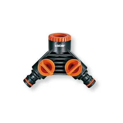 Claber Verdeelstuk 2-weg klik 1/2" | 3/4" binnendraad