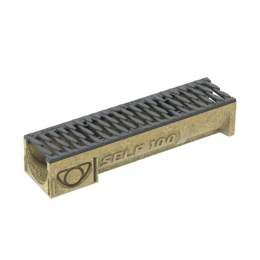 Anrin Self-100 Smart lijngoot met gietijzeren sleufrooster | 50 x 12,2 x 10,1 cm