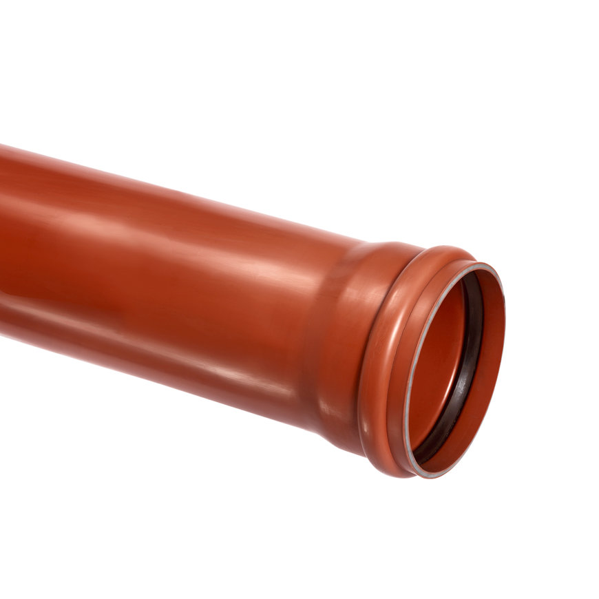 PVC afvoerbuis 160 mm SN4 bruin met manchetmof L = 5 m
