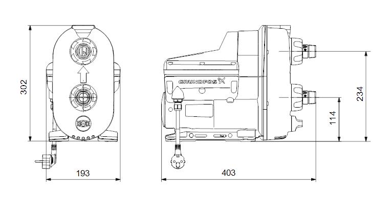 Grundfos SCALA2 hydrofoorpomp zonder voordrukbeveiliging