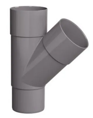 PVC HWA T-stuk 45 graden 80 mm (2x mof/verjongd spie)