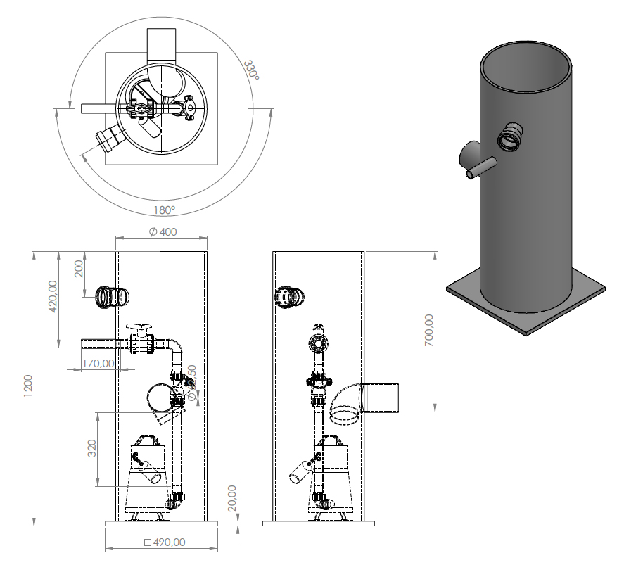 IrriTech Pompput 160 liter compleet | ø 400 x 1200 mm