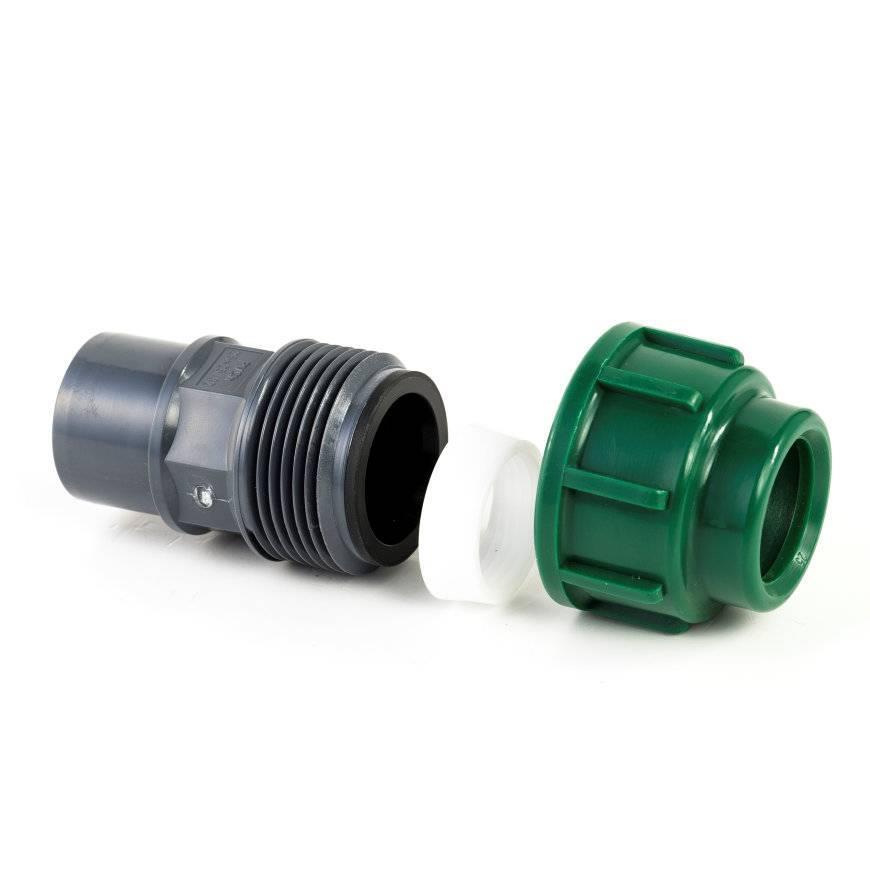 Tyleen PVC koppeling, klem / lijm, 10 bar, 32 x 32/40 mm
