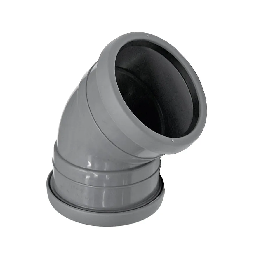 PP bocht 45 graden 40 mm (2 x manchet) PP bocht 45 graden 40 mm (2 x manchet)