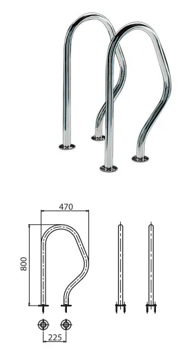 AstralPool RVS handgrepen 470 x 800 - flensbevestiging AstralPool RVS handgrepen 470 x 800 - flensbevestiging
