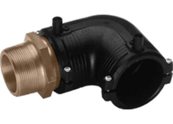 GF ELGEF elektrolas overgangsknie 40 mm x 1 1/4" - 90 graden messing bu.dr.