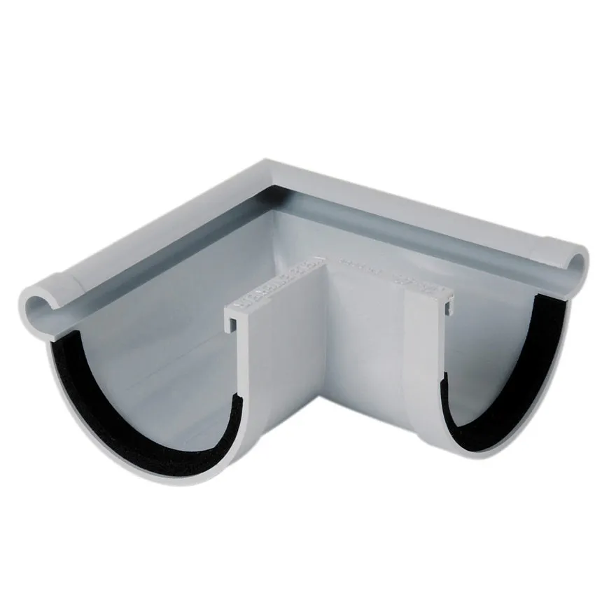 PVC mastgoot buitenhoekstuk 90° 70 mm, Grijs, Nicoll