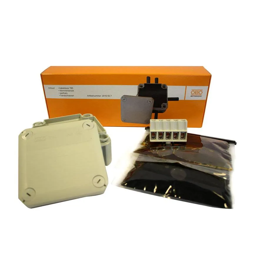 Gietmof -kabeldoos compleet inclusief giethars en klemmenstrook