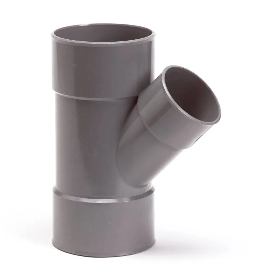 PVC verloop T-stuk 45 graden 125 x 50 mm (mof/mof - lijm)