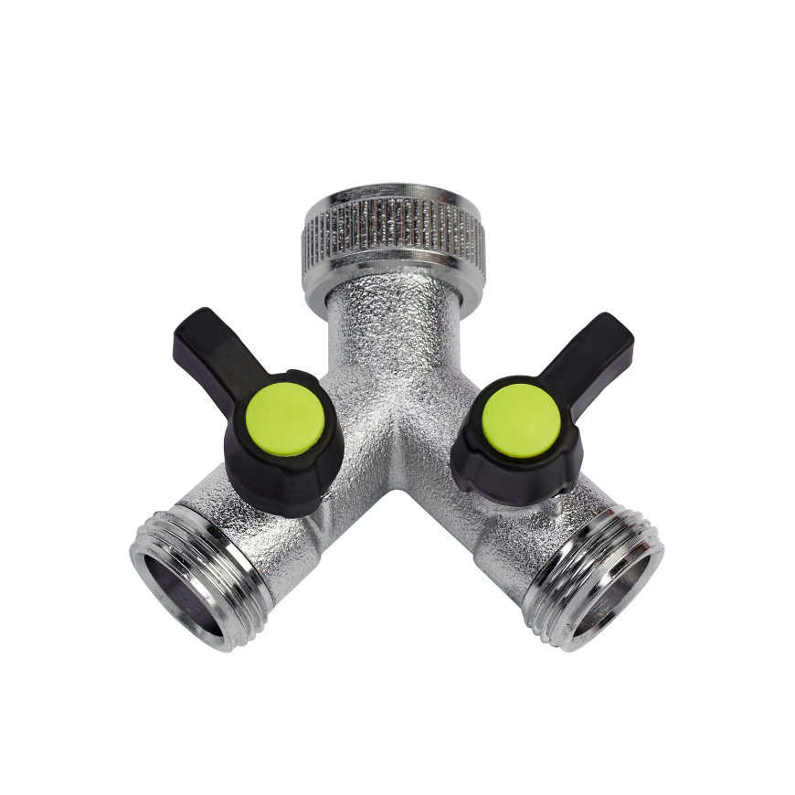 Aquajet 2-weg waterverdeler 3/4", messing verchroomd