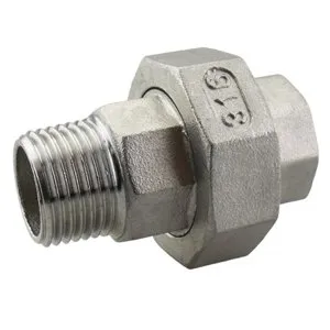 RVS koppeling driedelig 2 1/2" bi.dr. x. bu.dr. vlakke afdichting