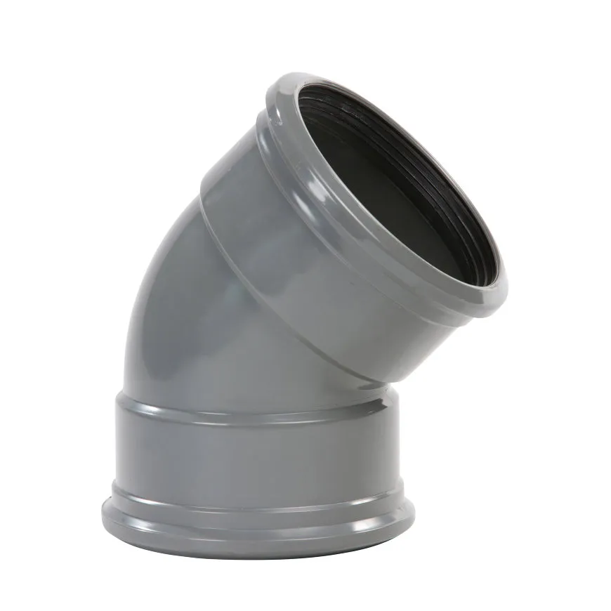 PVC bocht 45 graden 160 mm SN8 (2 x manchet)