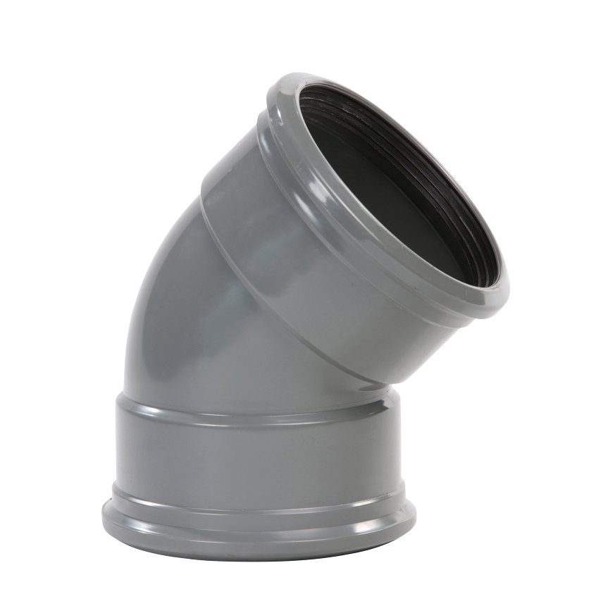 PVC bocht 45 graden 125 mm SN8 (2 x manchet)