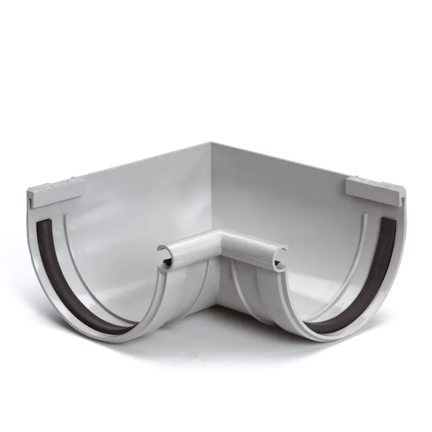 PVC mastgoot binnenhoekstuk 90° 115 mm, Grijs, Nicoll