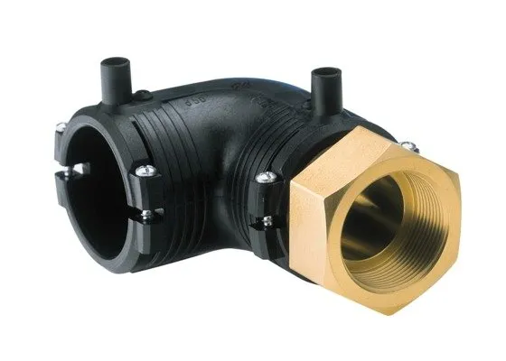 GF ELGEF elektrolas overgangsknie 40 mm x 1 1/4" - 90 graden messing bi.dr.