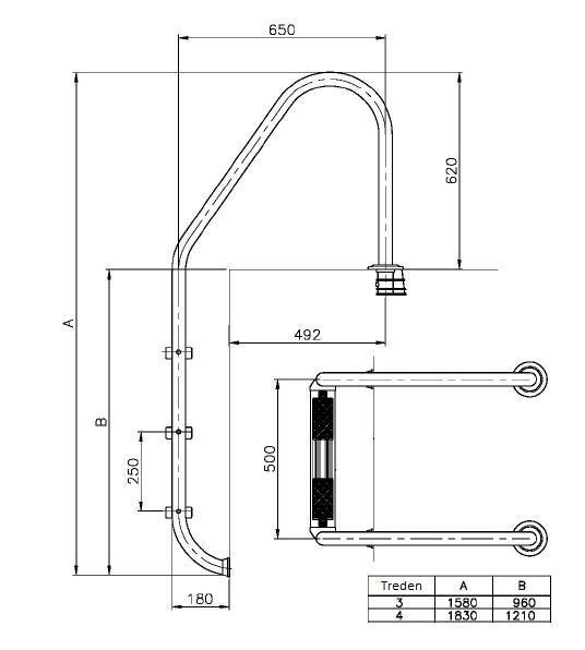 AstralPool Zwembadtrap standaard RVS-316 - 3 treden ladder