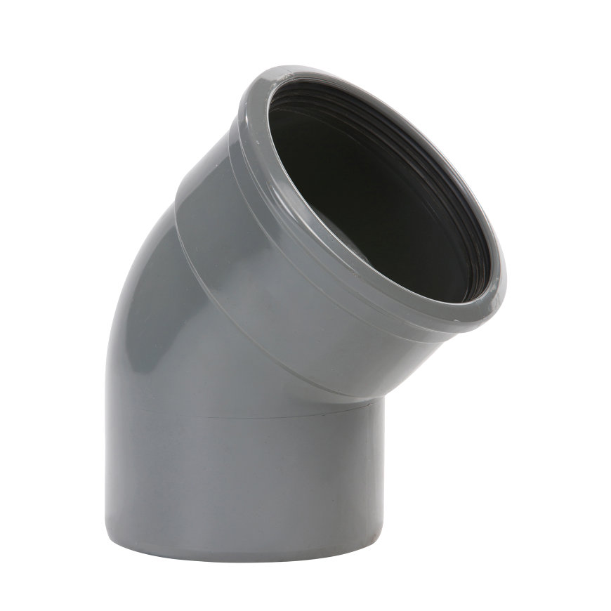 PVC bocht 45 graden 125 mm SN8 (manchet/spie)