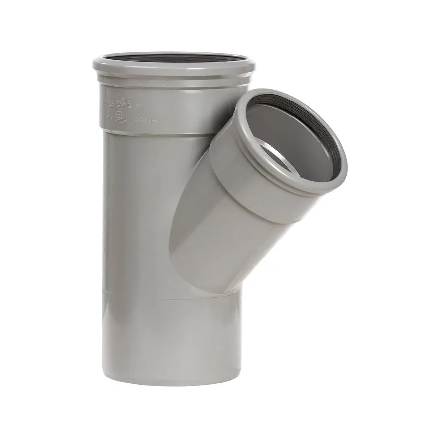 PVC verloop T-stuk 45 graden 315 x 160 mm SN4 (2 x manchet/ 1 x spie) PVC verloop T-stuk 45 graden 315 x 160 mm SN4 (2 x manchet/ 1 x spie)